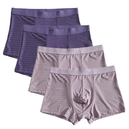 Plus Size Bamboo Fiber Mens Boxer Briefs Breathable Comfort Fit 4 Pack