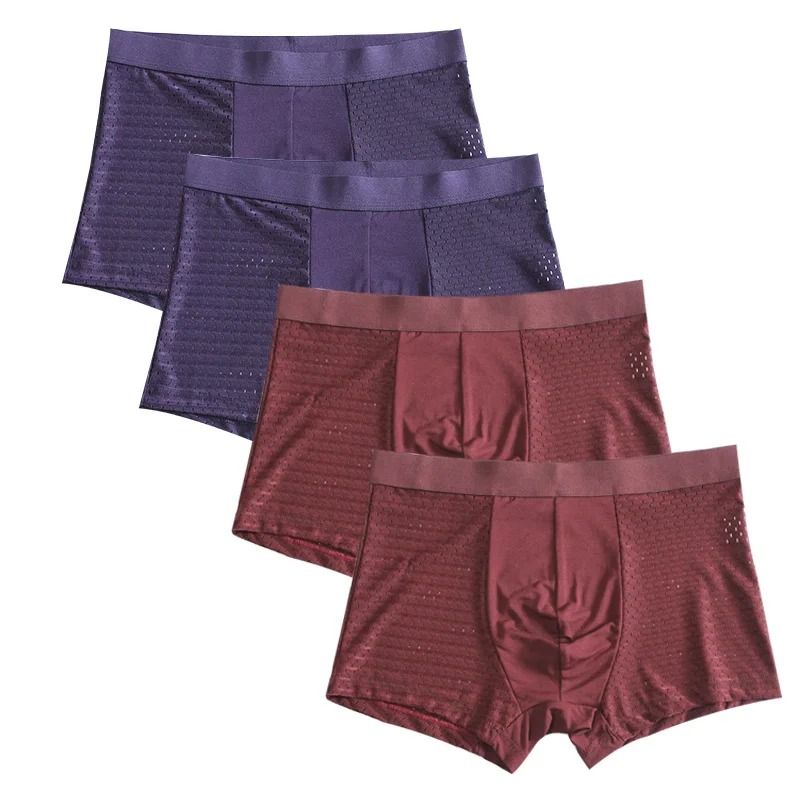 Plus Size Bamboo Fiber Mens Boxer Briefs Breathable Comfort Fit 4 Pack