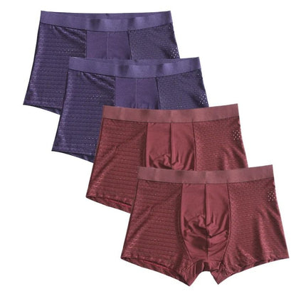 Plus Size Bamboo Fiber Mens Boxer Briefs Breathable Comfort Fit 4 Pack