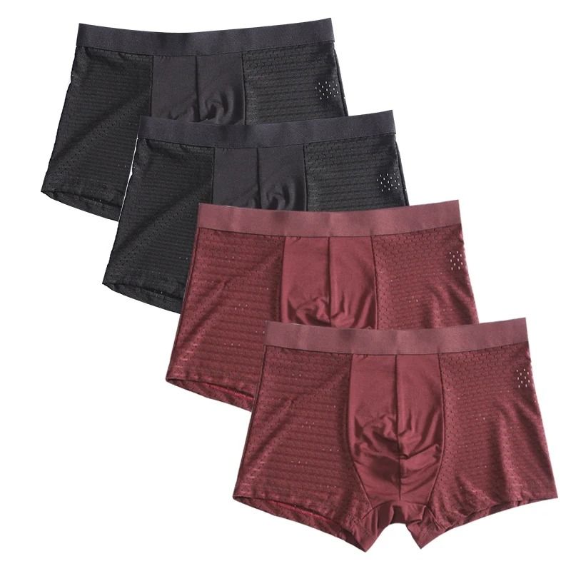 Plus Size Bamboo Fiber Mens Boxer Briefs Breathable Comfort Fit 4 Pack
