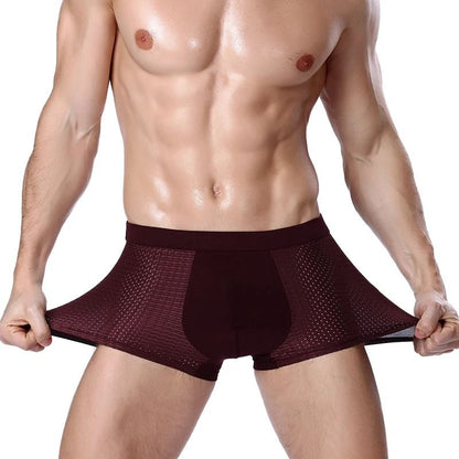 Plus Size Bamboo Fiber Mens Boxer Briefs Breathable Comfort Fit 4 Pack