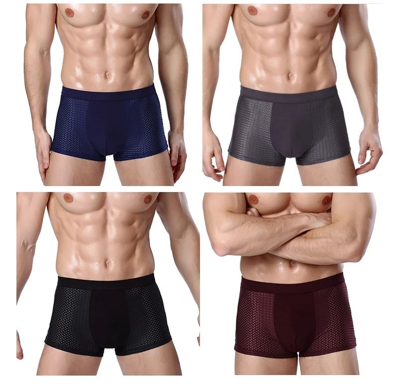 Plus Size Bamboo Fiber Mens Boxer Briefs Breathable Comfort Fit 4 Pack