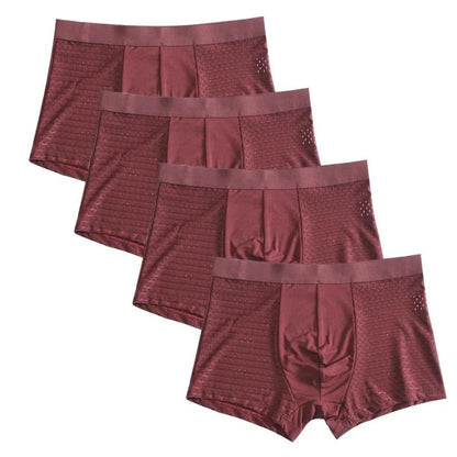 Plus Size Bamboo Fiber Mens Boxer Briefs Breathable Comfort Fit 4 Pack