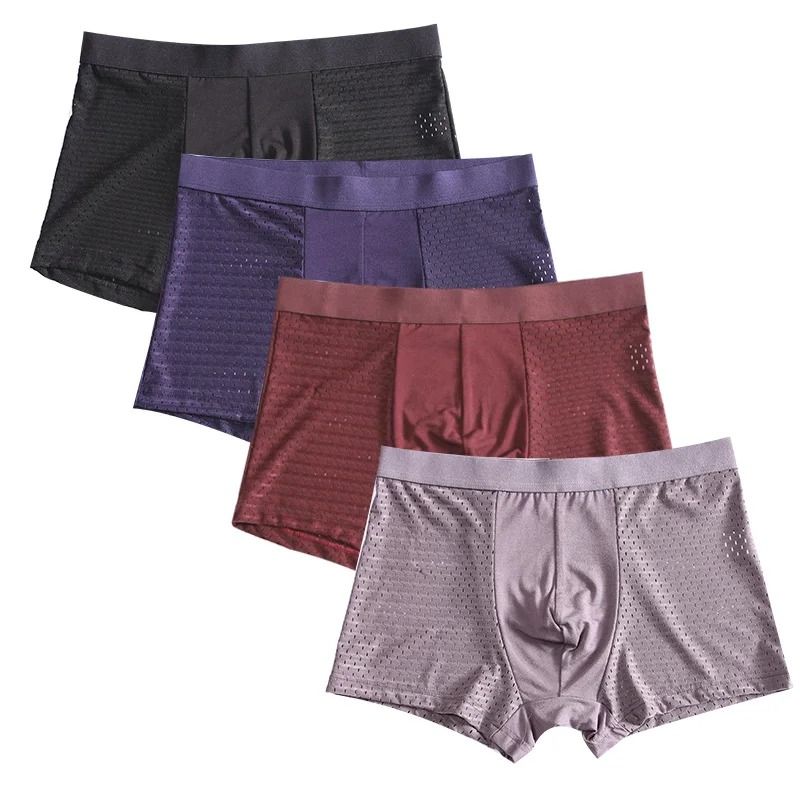 Plus Size Bamboo Fiber Mens Boxer Briefs Breathable Comfort Fit 4 Pack