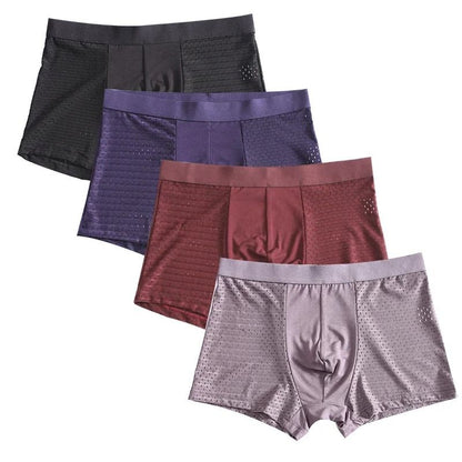 Plus Size Bamboo Fiber Mens Boxer Briefs Breathable Comfort Fit 4 Pack