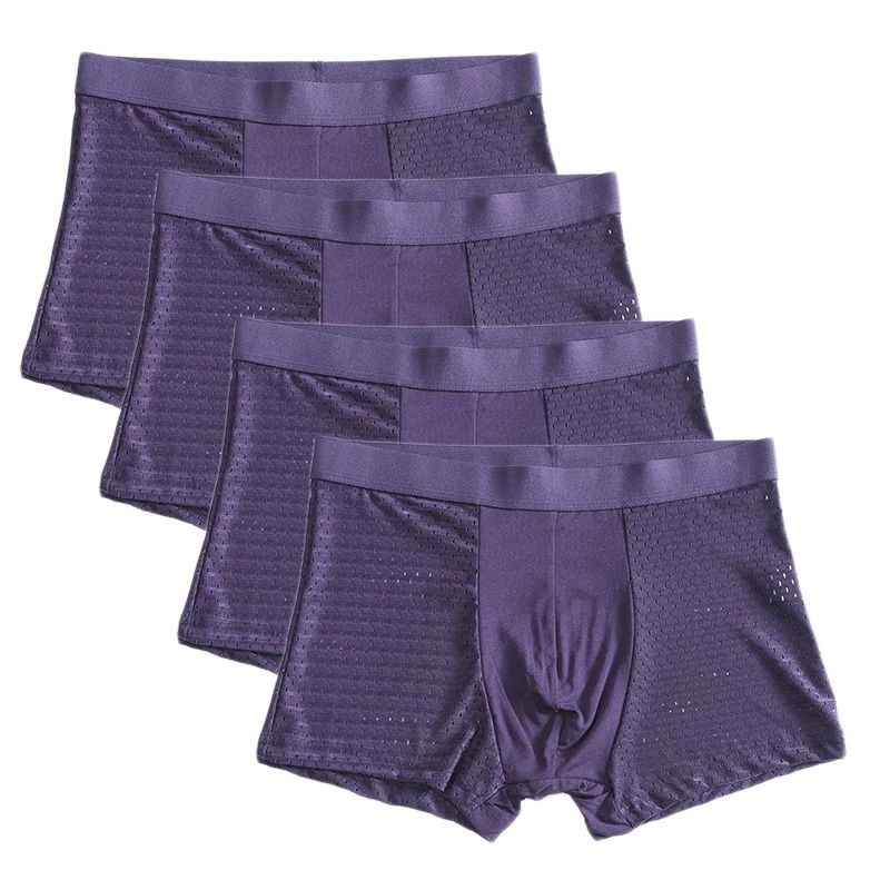 Plus Size Bamboo Fiber Mens Boxer Briefs Breathable Comfort Fit 4 Pack