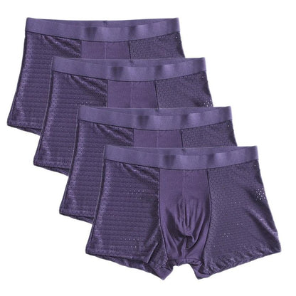 Plus Size Bamboo Fiber Mens Boxer Briefs Breathable Comfort Fit 4 Pack