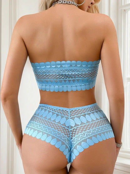 Strapless Lace Two Piece Underwear Set for Women