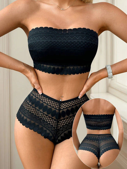 Strapless Lace Two Piece Underwear Set for Women