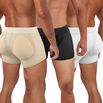 Mens Padded Hip Lift Body Shaper Boxer Briefs