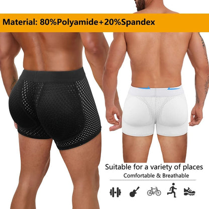 Mens Padded Hip Lift Body Shaper Boxer Briefs