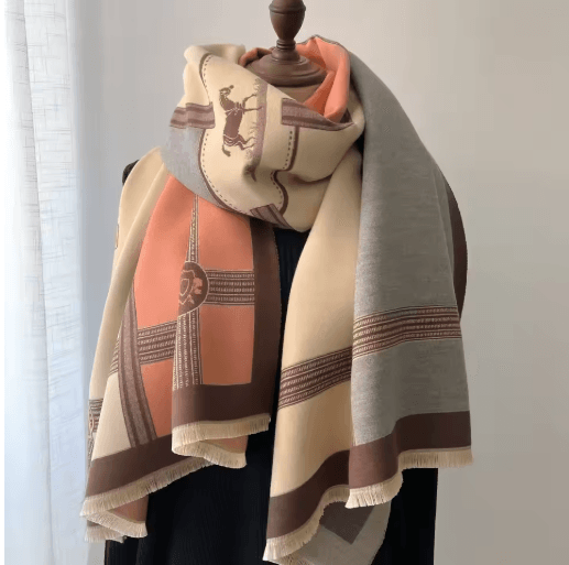 Luxury Winter Cashmere Scarf for Women Thick Warm Pashmina Shawl Wrap with Tassels