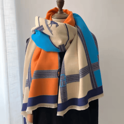 Luxury Winter Cashmere Scarf for Women Thick Warm Pashmina Shawl Wrap with Tassels