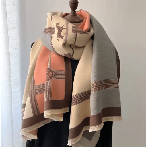 Luxury Winter Cashmere Scarf for Women Thick Warm Pashmina Shawl Wrap with Tassels
