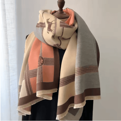 Luxury Winter Cashmere Scarf for Women Thick Warm Pashmina Shawl Wrap with Tassels