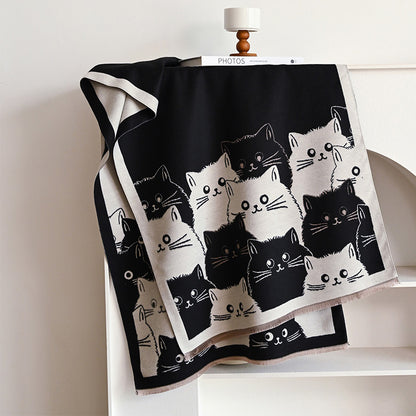 Cute Cat Cashmere Scarf Winter Warm Shawl New Fashion Brand Coldproof Windproof Blanket Scarf for Women