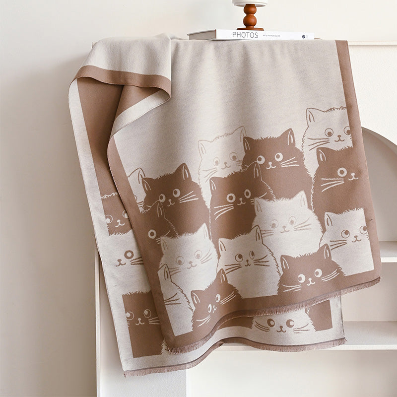 Cute Cat Cashmere Scarf Winter Warm Shawl New Fashion Brand Coldproof Windproof Blanket Scarf for Women