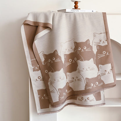 Cute Cat Cashmere Scarf Winter Warm Shawl New Fashion Brand Coldproof Windproof Blanket Scarf for Women