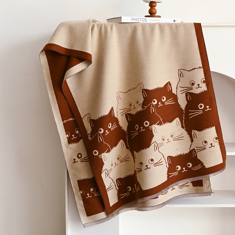 Cute Cat Cashmere Scarf Winter Warm Shawl New Fashion Brand Coldproof Windproof Blanket Scarf for Women