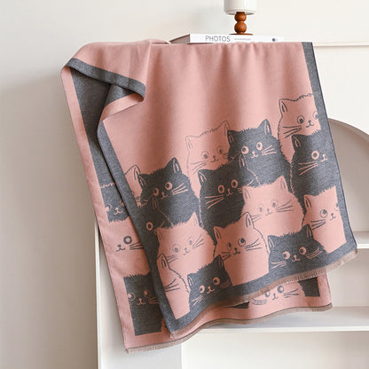 Cute Cat Cashmere Scarf Winter Warm Shawl New Fashion Brand Coldproof Windproof Blanket Scarf for Women