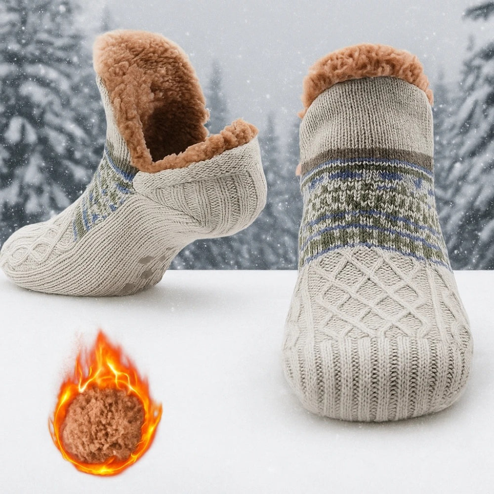 Fleece Lined Winter Non-Slip Socks, Women Men Snow Socks, Soft Velvet Slippers, Comfortable Home Wear