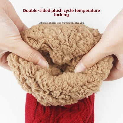 Fleece Lined Winter Non-Slip Socks, Women Men Snow Socks, Soft Velvet Slippers, Comfortable Home Wear