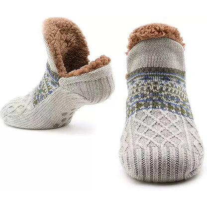 Fleece Lined Winter Non-Slip Socks, Women Men Snow Socks, Soft Velvet Slippers, Comfortable Home Wear