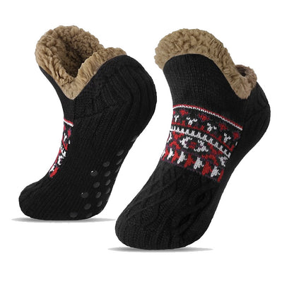 Fleece Lined Winter Non-Slip Socks, Women Men Snow Socks, Soft Velvet Slippers, Comfortable Home Wear
