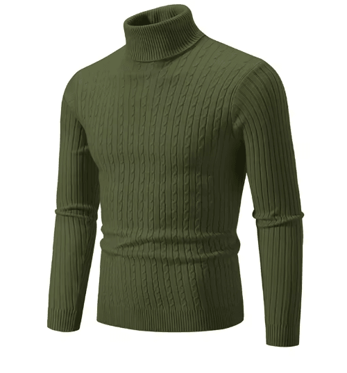 Mens High Neck Knitted Sweater Warm Solid Color Winter Turtleneck Pullover