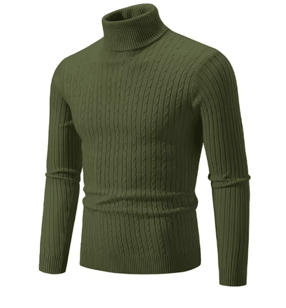 Mens High Neck Knitted Sweater Warm Solid Color Winter Turtleneck Pullover