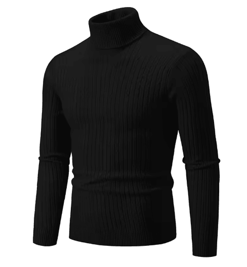 Mens High Neck Knitted Sweater Warm Solid Color Winter Turtleneck Pullover