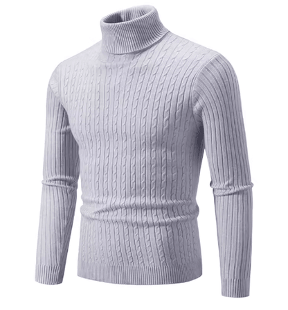 Mens High Neck Knitted Sweater Warm Solid Color Winter Turtleneck Pullover