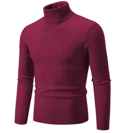 Mens High Neck Knitted Sweater Warm Solid Color Winter Turtleneck Pullover