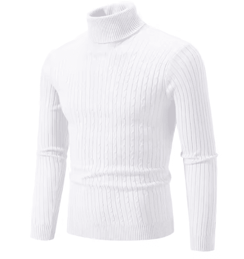 Mens High Neck Knitted Sweater Warm Solid Color Winter Turtleneck Pullover
