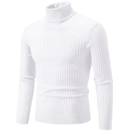 Mens High Neck Knitted Sweater Warm Solid Color Winter Turtleneck Pullover