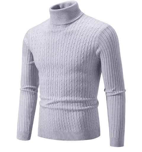 Mens High Neck Knitted Sweater Warm Solid Color Winter Turtleneck Pullover
