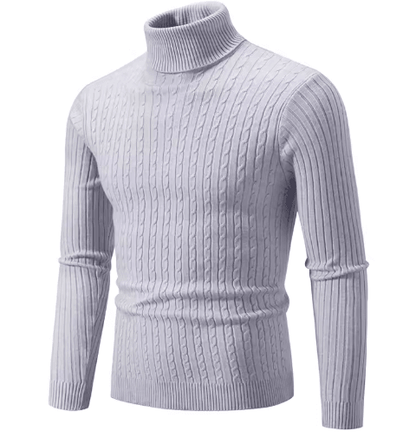 Mens High Neck Knitted Sweater Warm Solid Color Winter Turtleneck Pullover