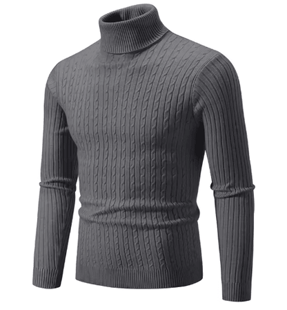 Mens High Neck Knitted Sweater Warm Solid Color Winter Turtleneck Pullover