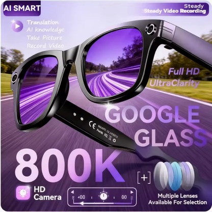 Camera AI Glasses for Men, Color-Changing Smart Translation Glasses, Photo Video Recording, Waterproof Call Smart