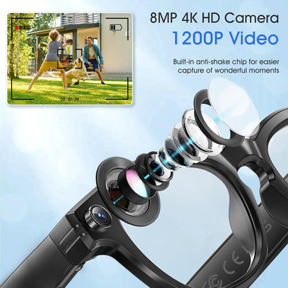 Camera AI Glasses for Men, Color-Changing Smart Translation Glasses, Photo Video Recording, Waterproof Call Smart