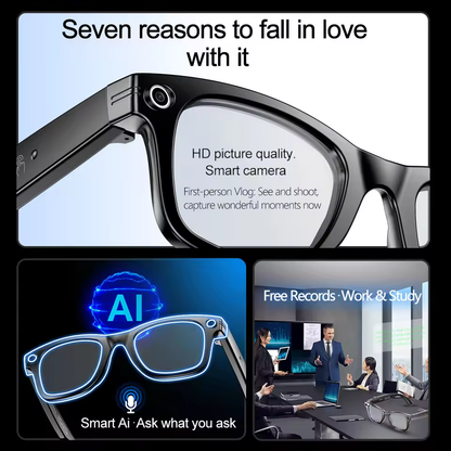 Camera AI Glasses for Men, Color-Changing Smart Translation Glasses, Photo Video Recording, Waterproof Call Smart