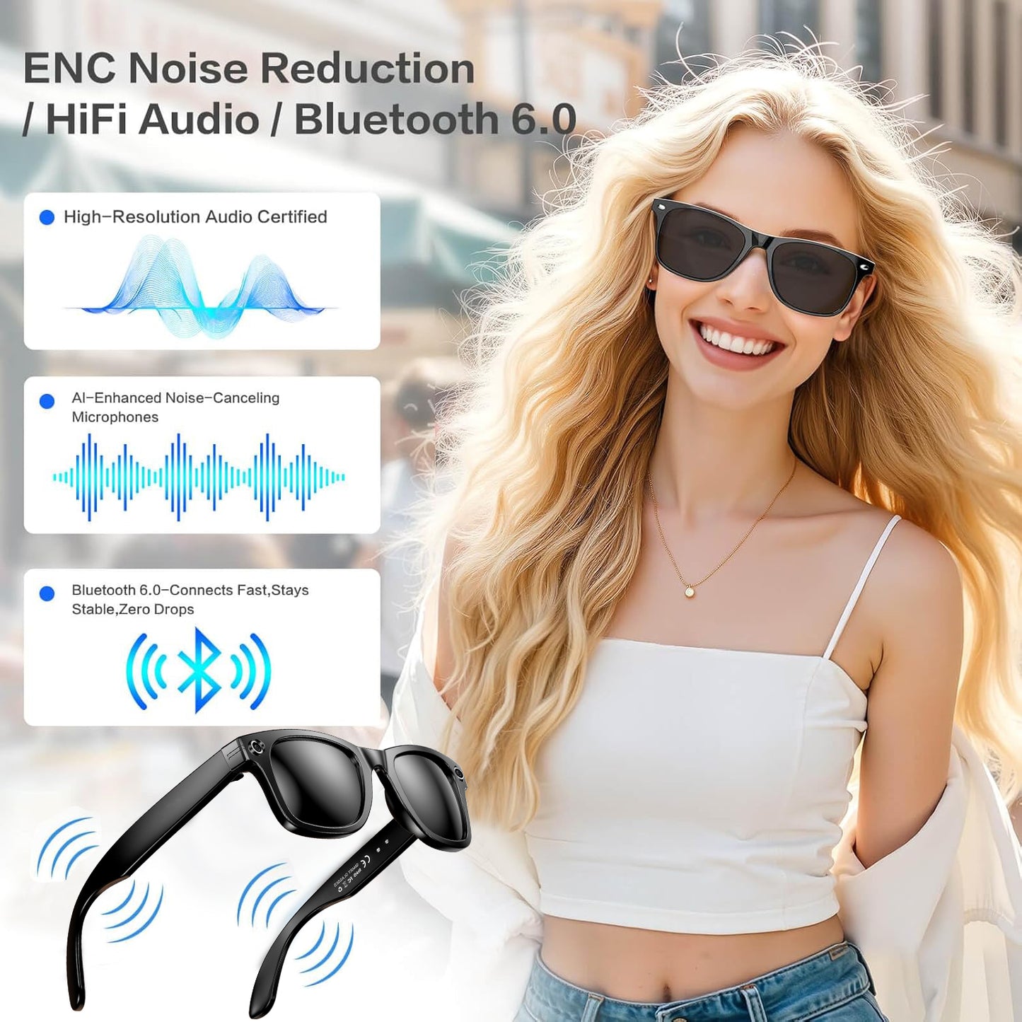 Camera AI Glasses for Men, Color-Changing Smart Translation Glasses, Photo Video Recording, Waterproof Call Smart
