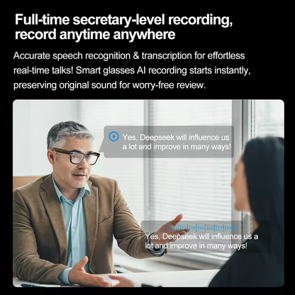 Camera AI Glasses for Men, Color-Changing Smart Translation Glasses, Photo Video Recording, Waterproof Call Smart