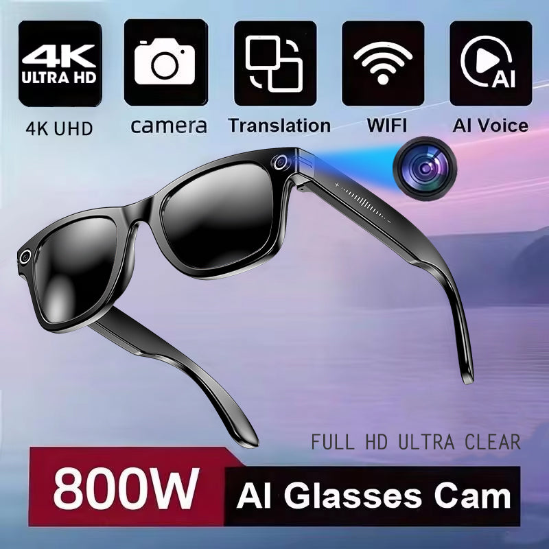 Camera AI Glasses for Men, Color-Changing Smart Translation Glasses, Photo Video Recording, Waterproof Call Smart