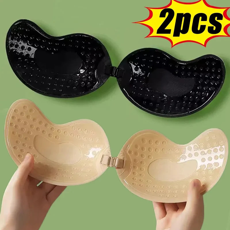 Invisible Strapless Adhesive Stick Bra, Strapless Push Up Bras, Seamless Silicone Nipple Covers, Women Lingerie Bralette