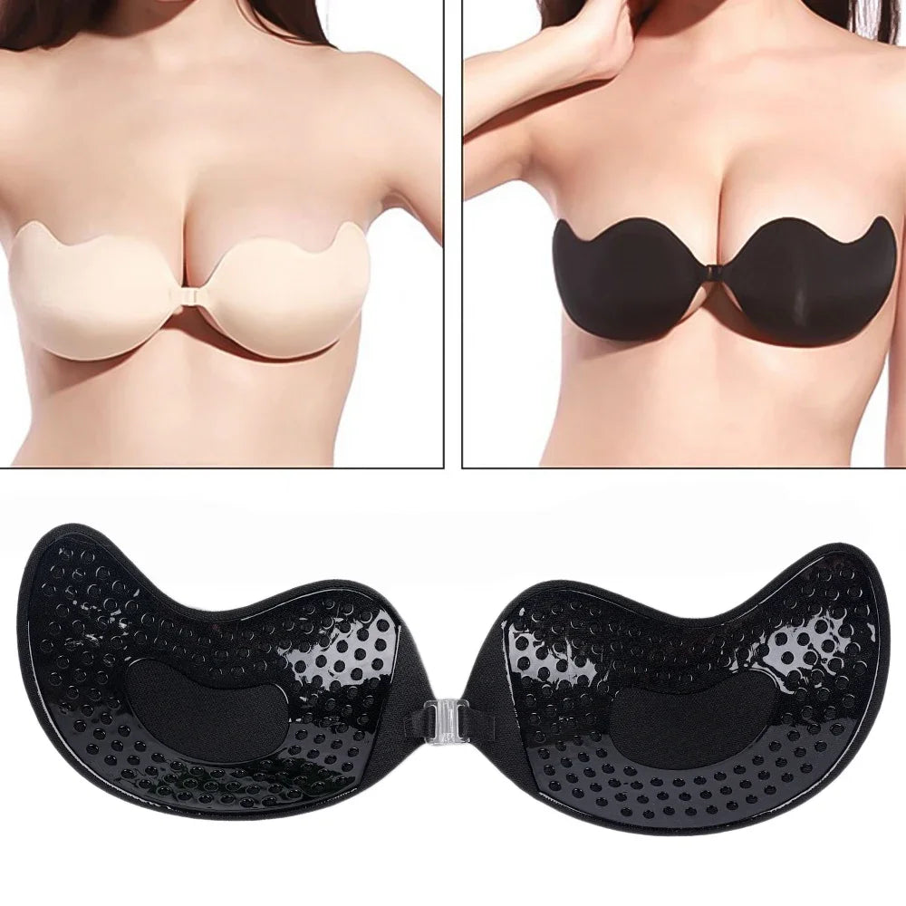 Invisible Strapless Adhesive Stick Bra, Strapless Push Up Bras, Seamless Silicone Nipple Covers, Women Lingerie Bralette
