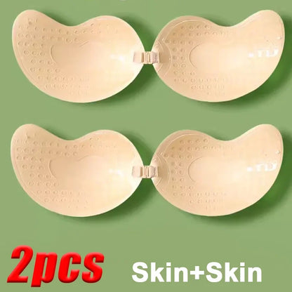Invisible Strapless Adhesive Stick Bra, Strapless Push Up Bras, Seamless Silicone Nipple Covers, Women Lingerie Bralette