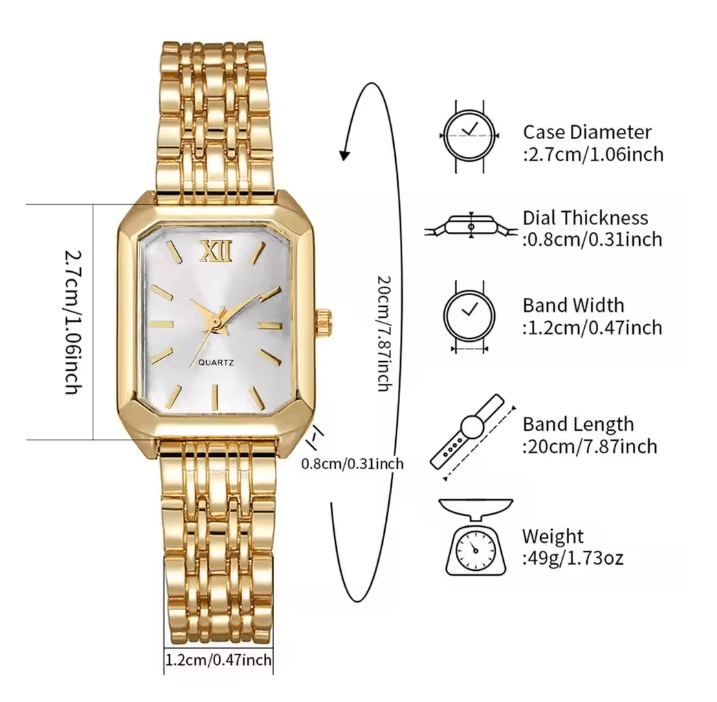 Rectangle Womens Quartz Watch Elegant Luxury Analog Style