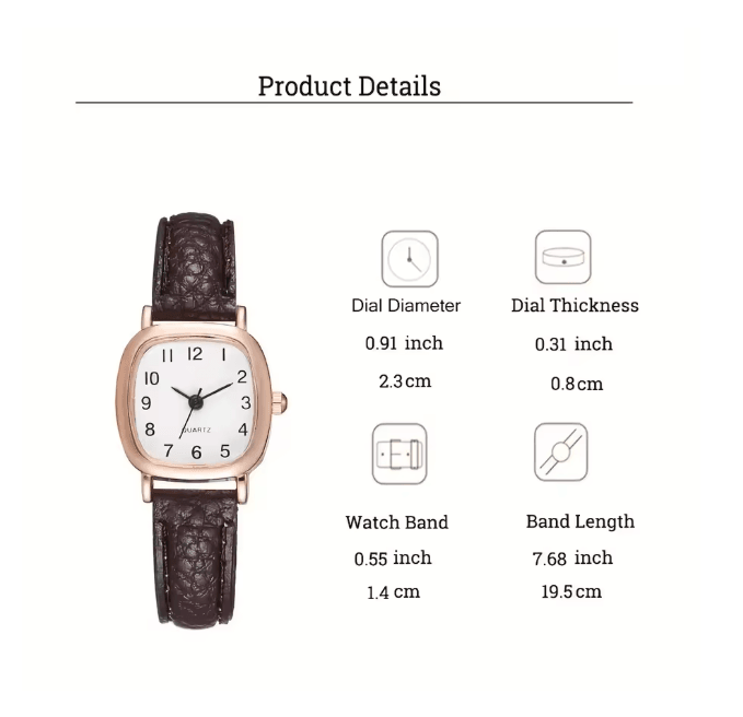Square Womens Quartz Watch Simple Vintage Small Dial