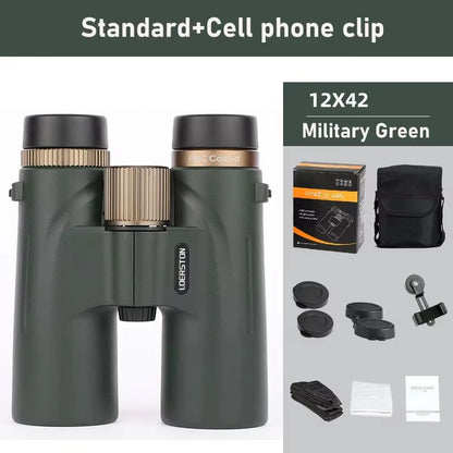 12x42 HD Binoculars with BAK4 Prism for Outdoor Hunting & Birdwatching
